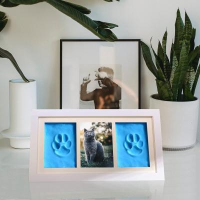 China Wholesale Pet Memorial Supplies Pet Paw Print Clay Photo Frame Funeral Remembrance For Dog Cat Pet Memorial Lost for sale