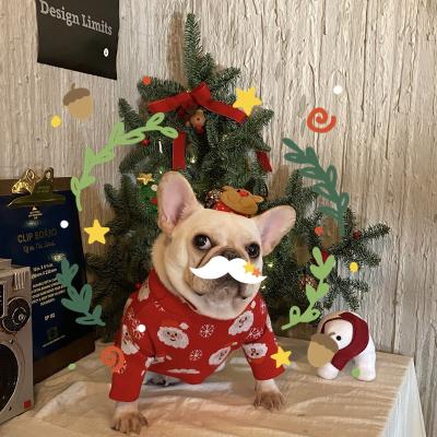 China New Product Designer Christmas Pet Cotton Coat Winter French Bulldog Fashion Stocked Dog Clothes for sale