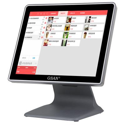 China Factory Made ABS+Metal Material 17 Inch POS System All In One Capacitive Touch Screen POS PC With Aluminum Stand for sale