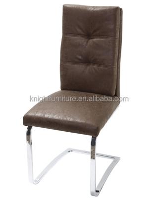 China French Style PU Leather Seat Metal Chrome Tube Leg Bow Shape Dining Chairs for sale