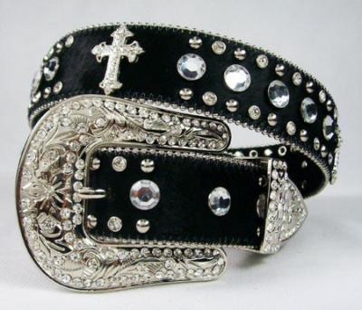 China bling women belt with Chopper Cross beaded leather belts for sale