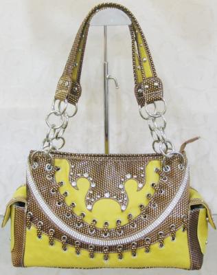 China woman western leather fashion beaded rhinestone handbag guangzhou manufactory for sale