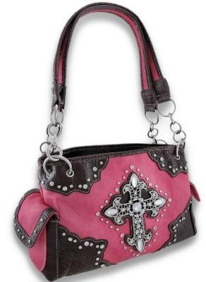 China 2014 Rhinestone Cross Studded Western Tote Bag Handbag Purse Double Strap for sale