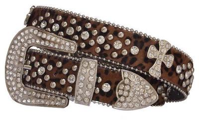 China leopard hair rhinestone belts with cross accessories for female for sale