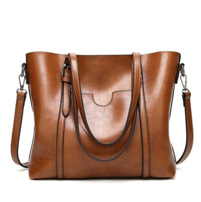 China Women's Handbags PU Leather Bags Vintage Big Capacity Single Shoulder Bag for sale