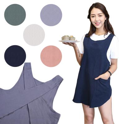 China Hot Sale Eco-Friendly Stylish Cotton Back Japanese Style Canvas Single Cross Apron With Pockets for sale