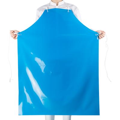 China Blue Color PVC/TPU Waterproof Reusable Industrial Cleaning Apron for Meat Processing, Food Handling for sale