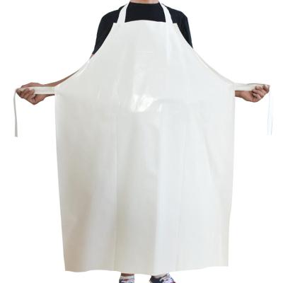 China White PVC/TPU Waterproof Reusable Industrial Cleaning Apron for Meat Processing, Food Handling for sale