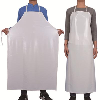 China Custom Logo 120cm*90cm PVC Waterproof Washable White Cleaning Apron , PVC Apron Custom for sale