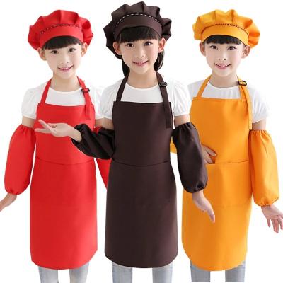 China Washable 2021 Polyester Plain Kids Warm Kitchen Cooking Painting Apron Set For Child for sale