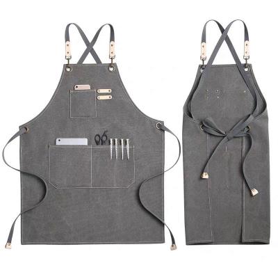 China Eco-Friendly Heavy Duty Tool Apron Waxed Canvas Work Apron With Pockets for sale