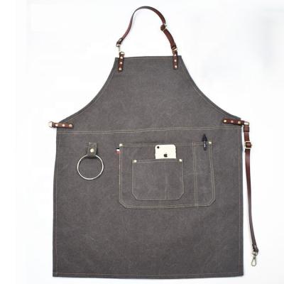 China OEM Custom Cleaning Genuine Leather Up Strap Canvas Tool Apron for sale