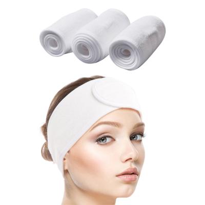 China Spa Comfortable Facial Headband Terry Cloth Headband Stretch Towel Main Wrap with Magic Tape for Bath, Makeup and Sports for sale