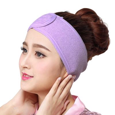 China Comfortable Custom Women Facial Soft Flannel Headband Spa Bath Elastic Headband For Make Up for sale