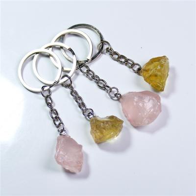 China China wholesale natural quartz citrin rose rough crystal key chain for sale for sale