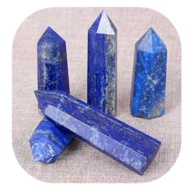 China Europe hot sale feng shui unlocks natural blue lapis lazuli magic wand point crystal tower for decoration for sale