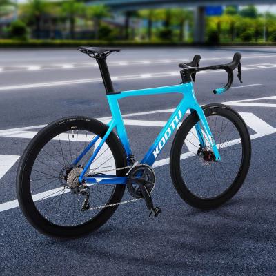 China Bici doble del camino del freno de disco KOOTU, negra de carbono T800 y azul bici del camino en venta