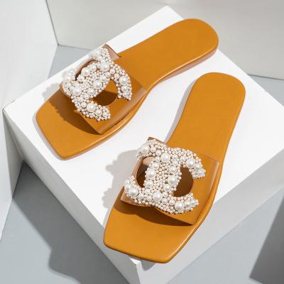 China High Quality Slip Resistant PU Leather Slippers Bead Sexy Slippers Ladies Slippers Slippers Shoes for sale