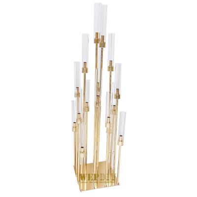 China Creative wedding party hotel decoration tableware 16 heads backgammon wedding decoration candlestick new road ahead metal ornaments for sale