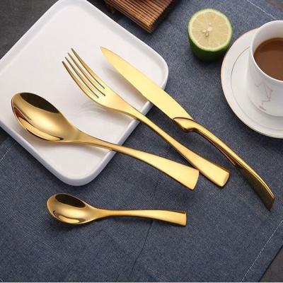 China Sustainable Luxury Golden Flatware Sets Stainless Steel Flatware For Wedding Suppliers for sale