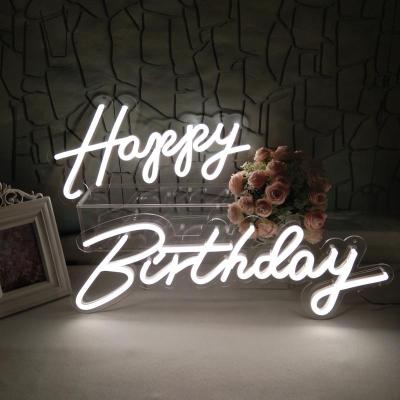 China Eco-friendly Decorative 3D Happy Birthday Sign Letters Colorful Acrylic Neon Light Wholesale for sale