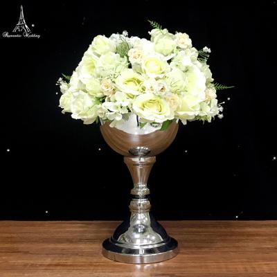 China Party Decoration 36cm Metal Vase Tall Flower Stand With Tall Bowl For Wedding And Event Table Centerpiece Decoration Silver White Gold Black for sale