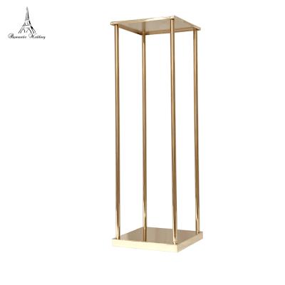 China Wedding 80cm Metal Gold Color Flower Vase Romantic Wedding Column Stand Tall Stand For Wedding Centerpiece Decoration for sale