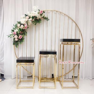 China New decoration wedding style table gold cake stand/dessert table stainless steel cake stand table display decoration /party cake table for sale