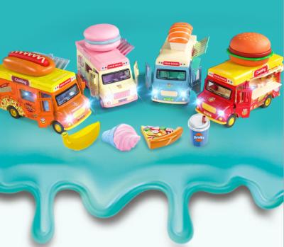 China Toy Kid Sushi Ice Cream Diecast Theme Cooking Truck Toy Custom Diecast Car with Music and Light for sale