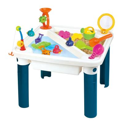 China Outdoor BAECH PLAYS NEW Design 2020 Summer Outdoor Plastic Sand Toy Set Sand and Water Beach Table with Fishing Play Toys for sale