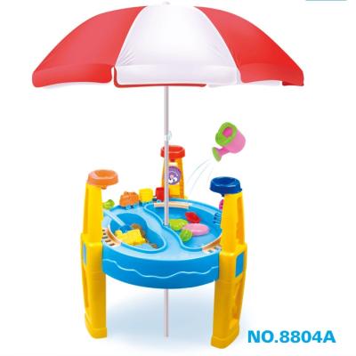 China Preschool Toy DIY Plastic Outdoor Toy Set Sand and Water Table Sand Toy With Umbrella for sale