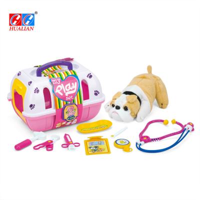 China Plastic Doctor Toy Play Set With Soft Toy Stuffed Plush Dog Toys and Pet Carrier for sale