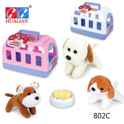 China Lovely Children's Toy Doll House Pet Basket Set Children's Pet Toys Dogs With Basin for sale