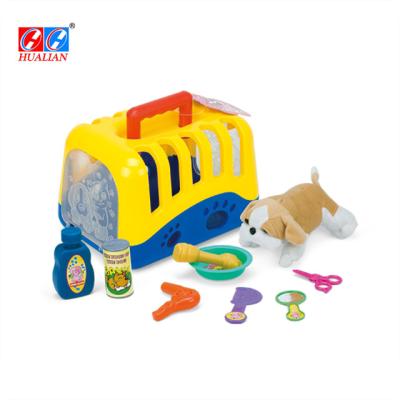 China Preschool Toy Veterinary Toys Pretend Pet House Plush Pet Carrier for sale