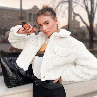 China New Viable Winter Women's Coats Loose Casual Straight Lamb Wool Solid Color Thick Jacket for sale