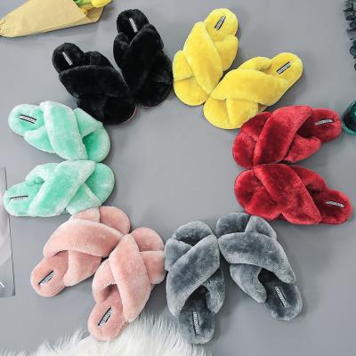 China CUSHIONING CUSHIONING 2020 New Arrival Fashionable Fluffy Soft Comfortable Hairy Flip Flops Anti Skid Furry Home Slippers for sale