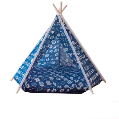 China Removable and Washable Pet Bed Stored Nest Tent Foldable Pet Teepee Pet Bed Lace Canvas Canvas Play Toy Tent House for sale