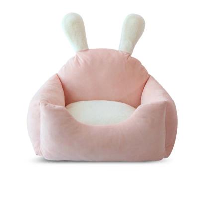 China Wholesale Washable Luxury Soft Pet Cushion Dog Beds Travel Dount Fleece Polka Dot Cute Rabbit Ears Large XXL for sale