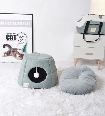 China Wholesale Custom Comfortable Travel Dog Puppy Small Bed Heated Heating Pet Cat Cave Beds Winter Deep Sleep for sale