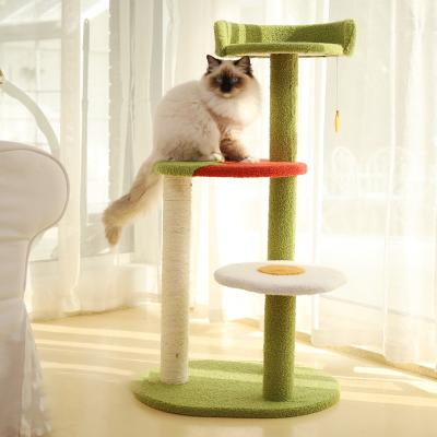 China Large Large Sustainable Modern Multi-Layer Wooden Cat Castle Sisal Climbing Tree for sale