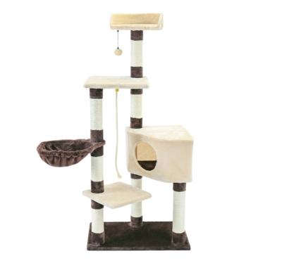 China Cat Tree Medium Cat Play Sustainable Deluxe Tower with Hammock Climber Tower for sale