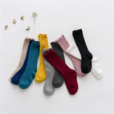 China 2020 New Tide Spring Tide Kids Girl Socks Sporty Candy Color Tube Socks Striped Curling Children's School Stack Toddler Socks for sale