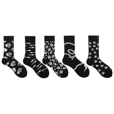 China New Men's Sweat-absorbent Mid Socks Cotton Business Casual Wear Custom Funny Happy Socks for sale