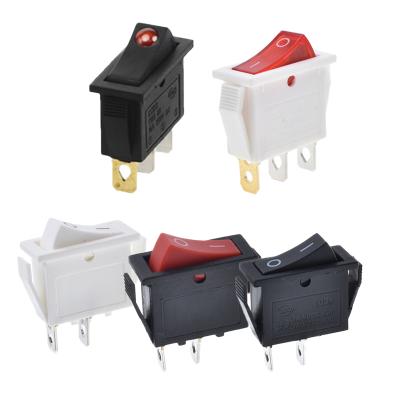 China Copper button switch power on-off control rocker switch 16A250V 2pins DPDT white switch KCD3 for sale