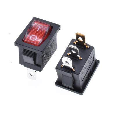 China Rocker Switch 3 Pins SKPT On-Off Switch Control Power Button With Red Indicator Light KCD1-1 KCD1-1 for sale