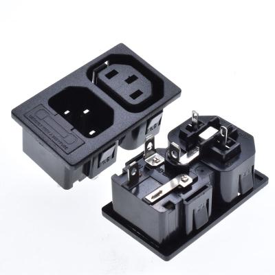 China 2 strip outlet industrial IEC 320 c13 c14 connector fuse inlet male female power plug for sale