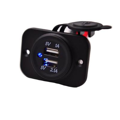 China Marine Boat Yacht Double USB Plug Power Charger Outlet 12/24V DC Front Panel for sale