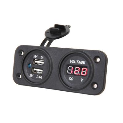 China Dual Marine Boat Truck Charger USB Socket Voltmeter Panel Car Marine Boat Yacht Rear Mount for sale