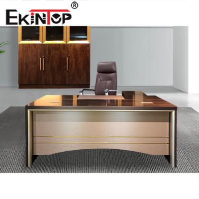 China New Design Adjustable Wood Manager Ekintop (Height) Executive L Shaped Desk Table With Drawer for sale