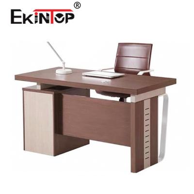 China Ekintop Customized L Shape European Style MDF Desk With Metal Legs Side Cabinet for sale